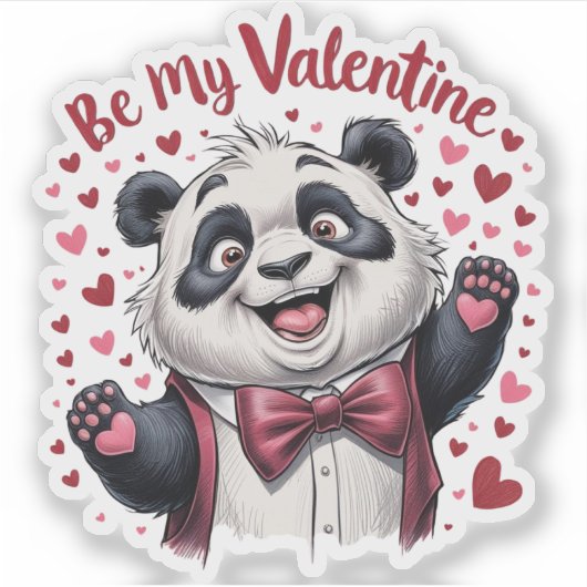 Valentijnsdag panda sticker (Voorkant)