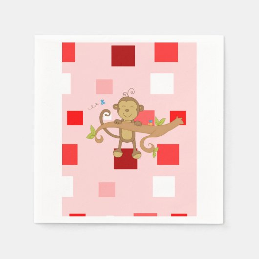 Valentijnsdag Paper Napkins, aap Servet (Voorkant)