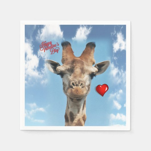 Valentijnsdag Paper Napkins Giraffe Servet (Voorkant)