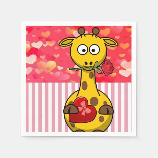 Valentijnsdag Paper Napkins, Giraffe Servet (Voorkant)