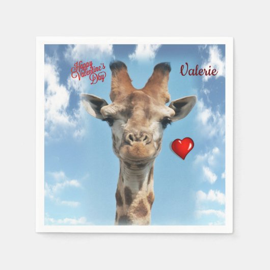 Valentijnsdag Paper Napkins Giraffe Servet (Voorkant)