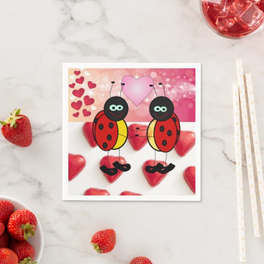 Valentijnsdag Paper Napkins, Ladybug Servet (Insitu)