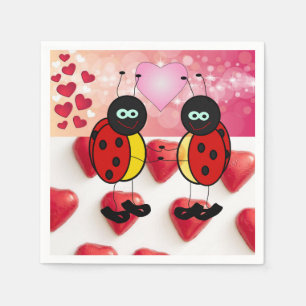 Valentijnsdag Paper Napkins, Ladybug Servet