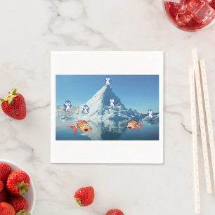 Valentijnsdag Paper Napkins, Penguin Hearts Servet