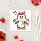 Valentijnsdag Paper Napkins, Penguin Hearts Servet (Insitu)