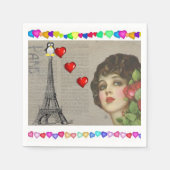 Valentijnsdag Paper Napkins, Penguin Hearts Servet (Voorkant)