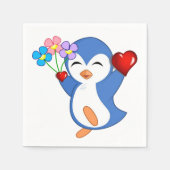 Valentijnsdag Paper Napkins, Penguin Hearts Servet (Voorkant)