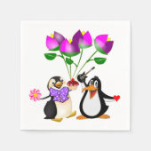 Valentijnsdag Paper Napkins, Penguin Hearts Servet (Voorkant)