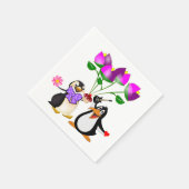 Valentijnsdag Paper Napkins, Penguin Hearts Servet (Hoek)