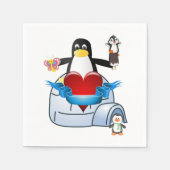 Valentijnsdag Paper Napkins, Penguin Hearts Servet (Voorkant)
