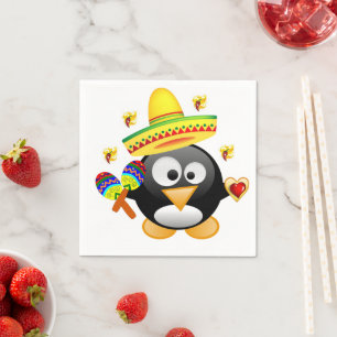 Valentijnsdag Paper Napkins, Penguin Hearts Servet