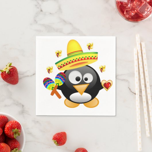 Valentijnsdag Paper Napkins, Penguin Hearts Servet (Insitu)