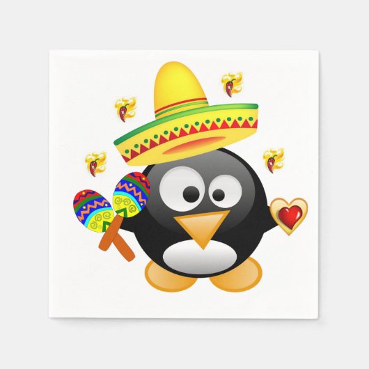 Valentijnsdag Paper Napkins, Penguin Hearts Servet (Voorkant)