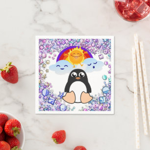 Valentijnsdag Paper Napkins, Penguin Hearts Servet