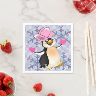 Valentijnsdag Paper Napkins, Penguin Hearts Servet
