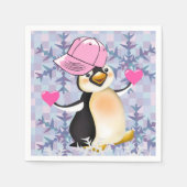 Valentijnsdag Paper Napkins, Penguin Hearts Servet (Voorkant)