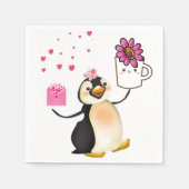 Valentijnsdag Paper Napkins, Penguin Hearts Servet (Voorkant)