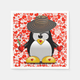 Valentijnsdag Paper Napkins, Penguin Servet