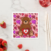 Valentijnsdag Paper Napkins, Teddy Bear Servet (Insitu)