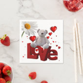 Valentijnsdag Paper Napkins, Teddy Bear Servet (Insitu)