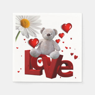 Valentijnsdag Paper Napkins, Teddy Bear Servet