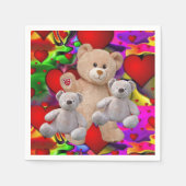 Valentijnsdag Paper Napkins, Teddy Bear Servet (Voorkant)