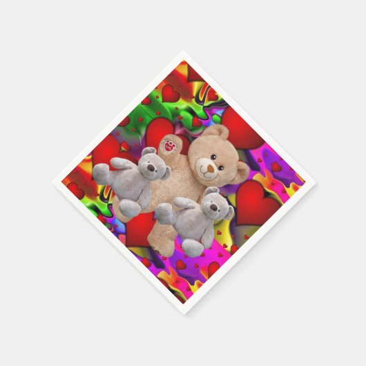 Valentijnsdag Paper Napkins, Teddy Bear Servet (Hoek)