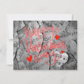 Valentijnsdag - Papier Hart Rood Roze Script Aange Notitiekaartje (Voorkant)