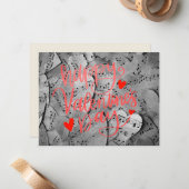 Valentijnsdag - Papier Hart Rood Roze Script Aange Notitiekaartje (Voorkant / Achterkant in situ)