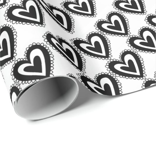 Valentijnsdag — Papier ompakken — zwart en wit — h (Rol Hoek)