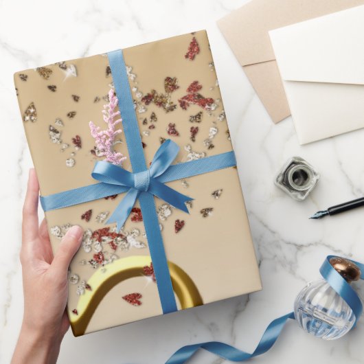 Valentijnsdag - Papieren gouden hartslag Cadeaupapier (Geschenken)