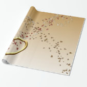 Valentijnsdag - Papieren gouden hartslag Cadeaupapier (Uitgerold)