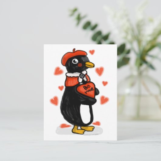 Valentijnsdag Parisian Penguin Briefkaart (Staand voorkant)