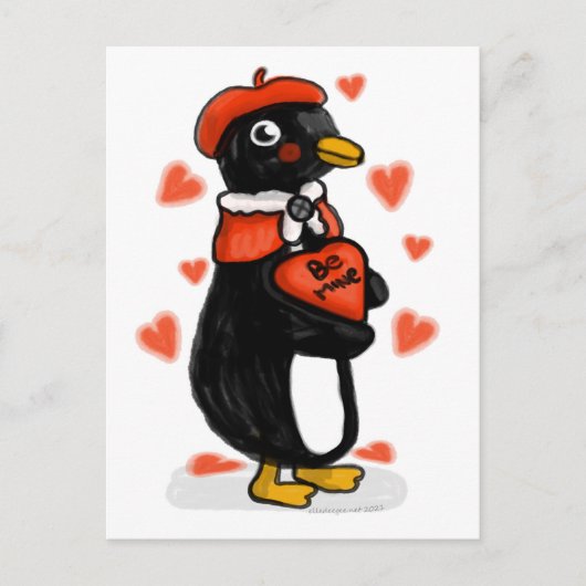 Valentijnsdag Parisian Penguin Briefkaart (Voorkant)