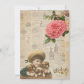 Valentijnsdag Partij Cupid Rozen Antiek Kaart (Achterkant)