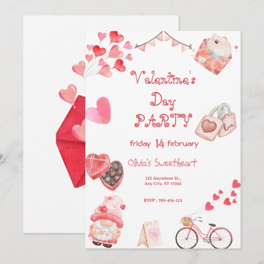 Valentijnsdag Partij Kaart (Voorkant / Achterkant)