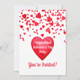 Valentijnsdag Party Confetti Harten Gepersonalisee Kaart