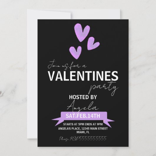 Valentijnsdag Party event Waterverf Hart Kaart (Voorkant)