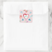 Valentijnsdag Party Favor Seals Hearts N Flowers Vierkante Sticker (Tas)