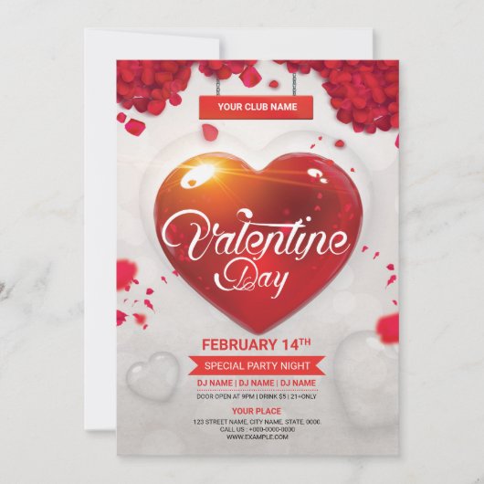 Valentijnsdag Party Flyer Kaart (Voorkant)