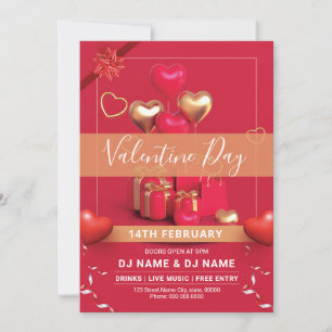 Valentijnsdag Party Flyer-Sjabloon Kaart