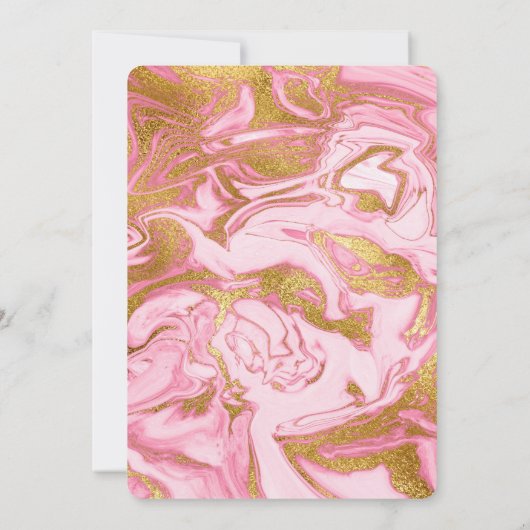 Valentijnsdag Party Gold Folie & Hot Pink Marmer Kaart (Achterkant)