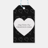 Valentijnsdag Party Hand Drawn Hearts White Grey Cadeaulabel (Voorkant)