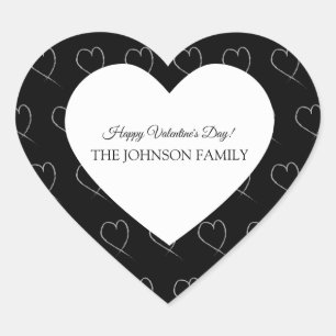 Valentijnsdag Party Hand Drawn Hearts White Grey Hart Sticker