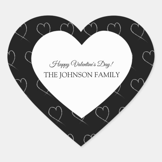 Valentijnsdag Party Hand Drawn Hearts White Grey Hart Sticker (Voorkant)