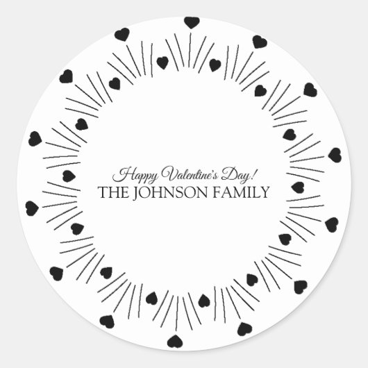 Valentijnsdag Party hand getekend hart cirkel Ronde Sticker (Voorkant)