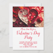 Valentijnsdag Party Heart Thema Kaart (Voorkant)