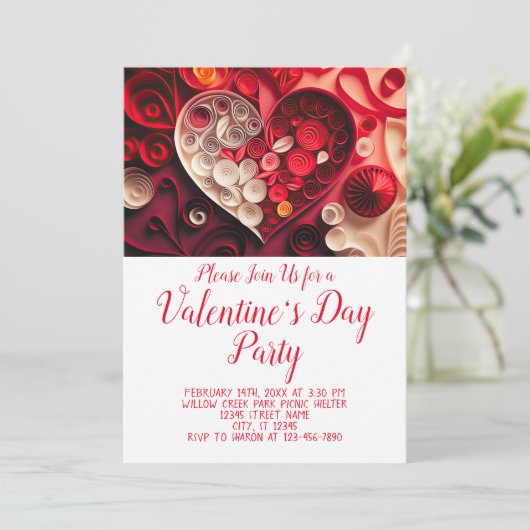 Valentijnsdag Party Heart Thema Kaart (Staand voorkant)