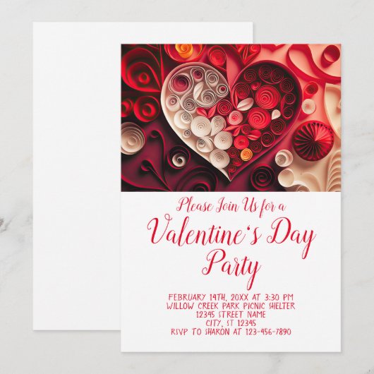 Valentijnsdag Party Heart Thema Kaart (Voorkant / Achterkant)