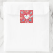 Valentijnsdag Party Hearts N Flowers Favor Seals Vierkante Sticker (Tas)